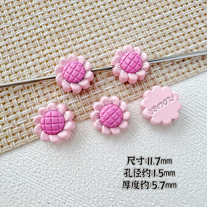 Sunflower and Gift Box Metal Beads 12mm Pastel Painted 10pcs 4