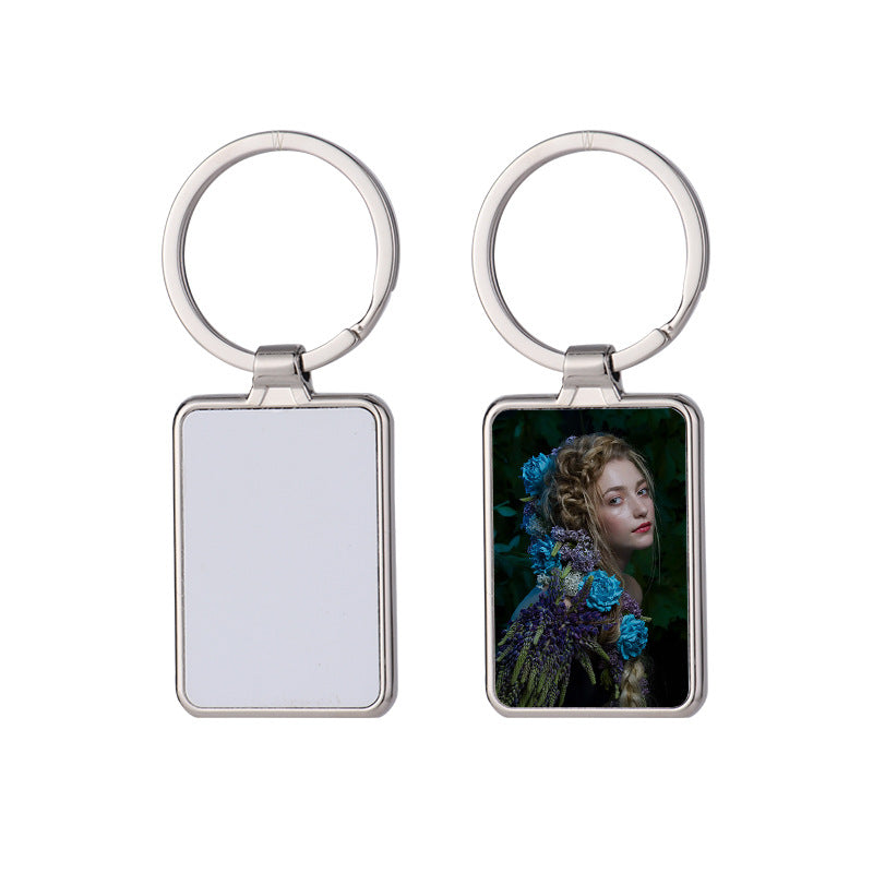 Sublimation Blank Metal Keychain Zinc Alloy Rectangle Heart Circle 2