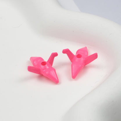 Painted Origami Crane Acrylic Beads 16mm Colorful Glossy 50pcs 17