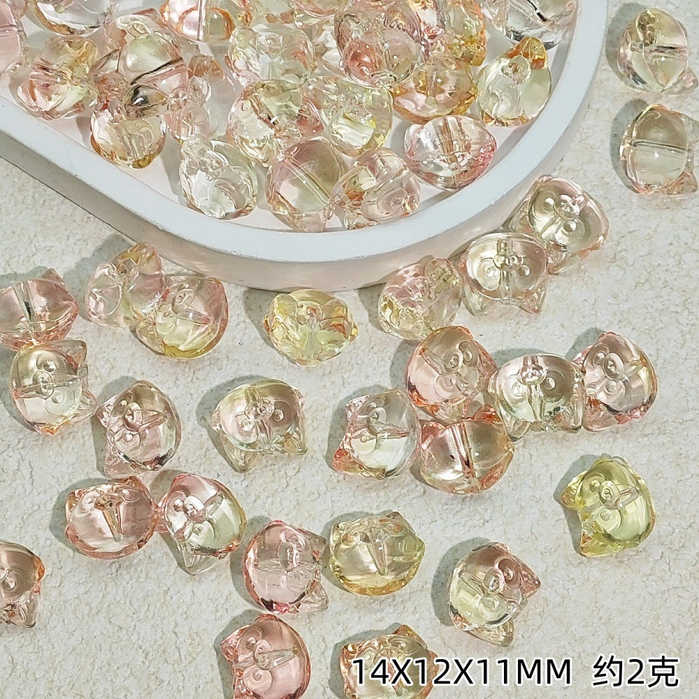 Clear Fox Head Glass Beads 14mm Transparent Playful Design 25pcs 8