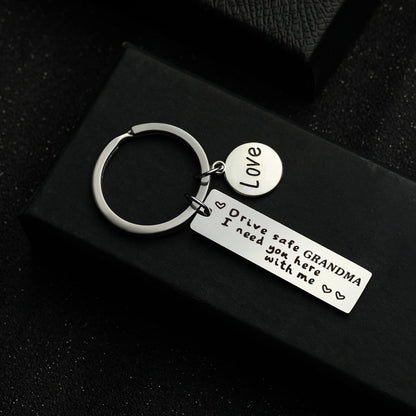 Stainless Steel Driving Safety Keychain Car Charm Engraved Drive Safe 10