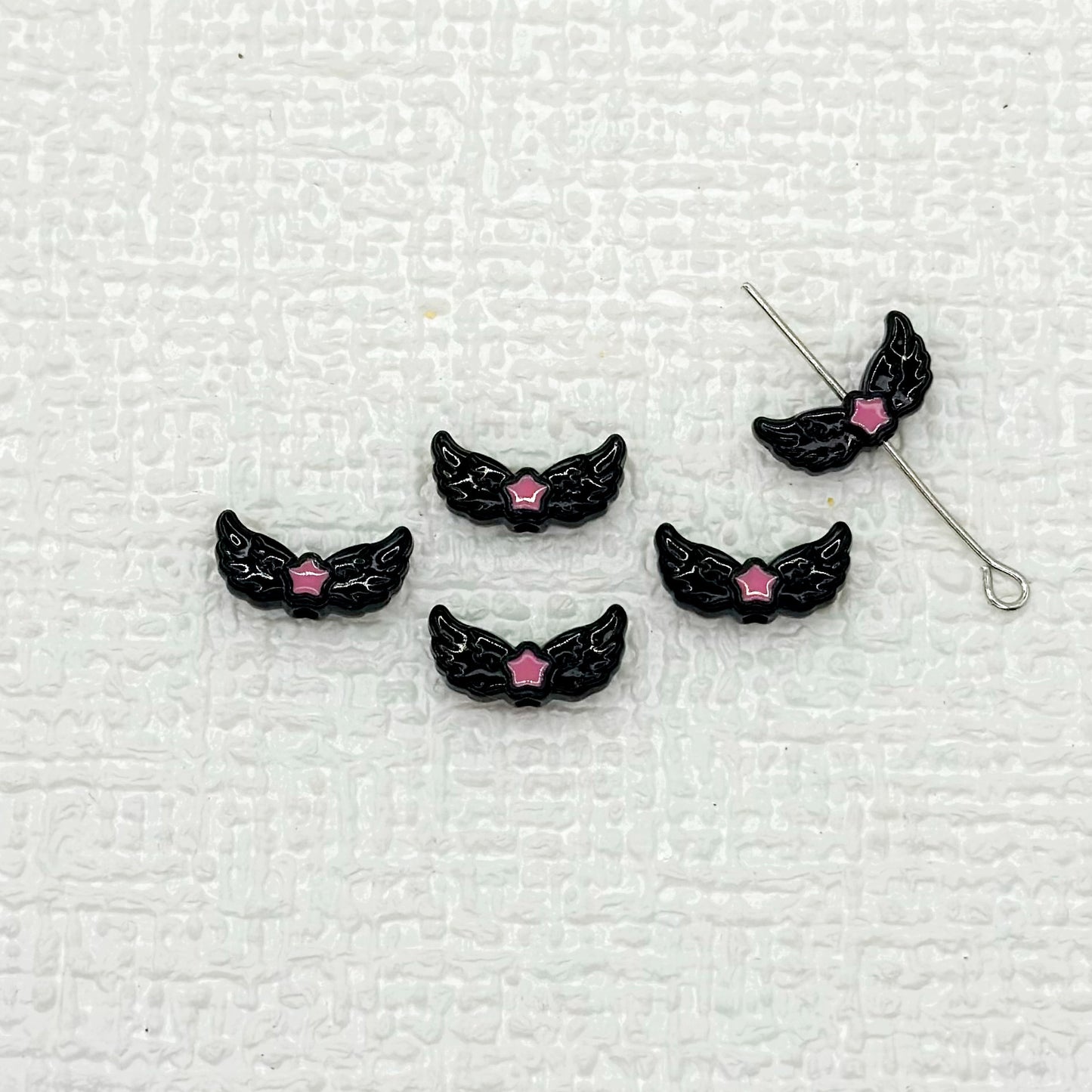 Angel Wing Metal Beads 14mm Painted Colorful Alloy 10pcs 20