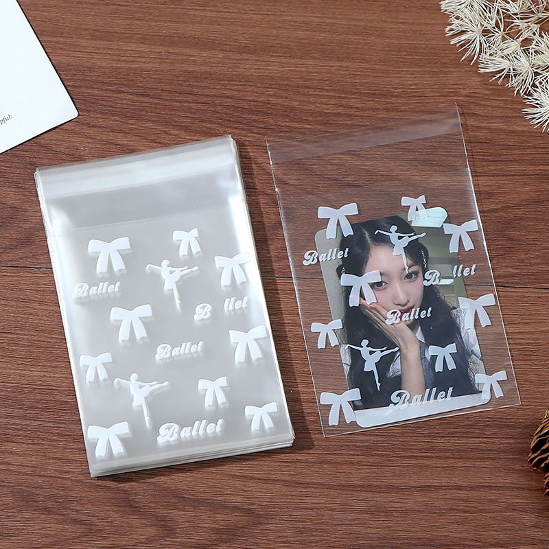 Self Adhesive OPP Bags Ballet Bow Pattern 8x10+3cm 200pcs 6