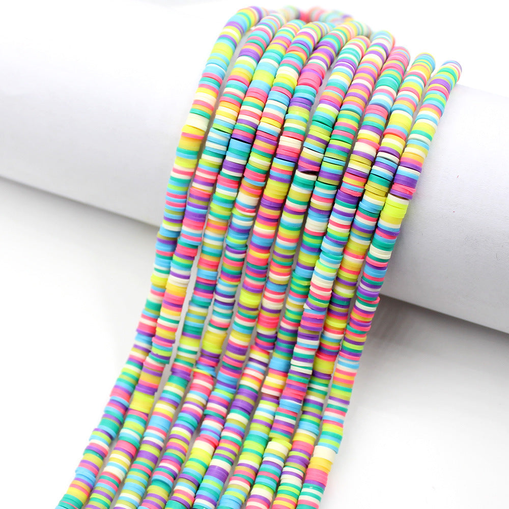 Flat Clay Beads 6mm Colorful Polymer Spacer Disc 10strands 40