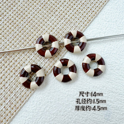 Swimming Ring Metal Beads 14mm Two-Tone Enamel Painted 10pcs 13
