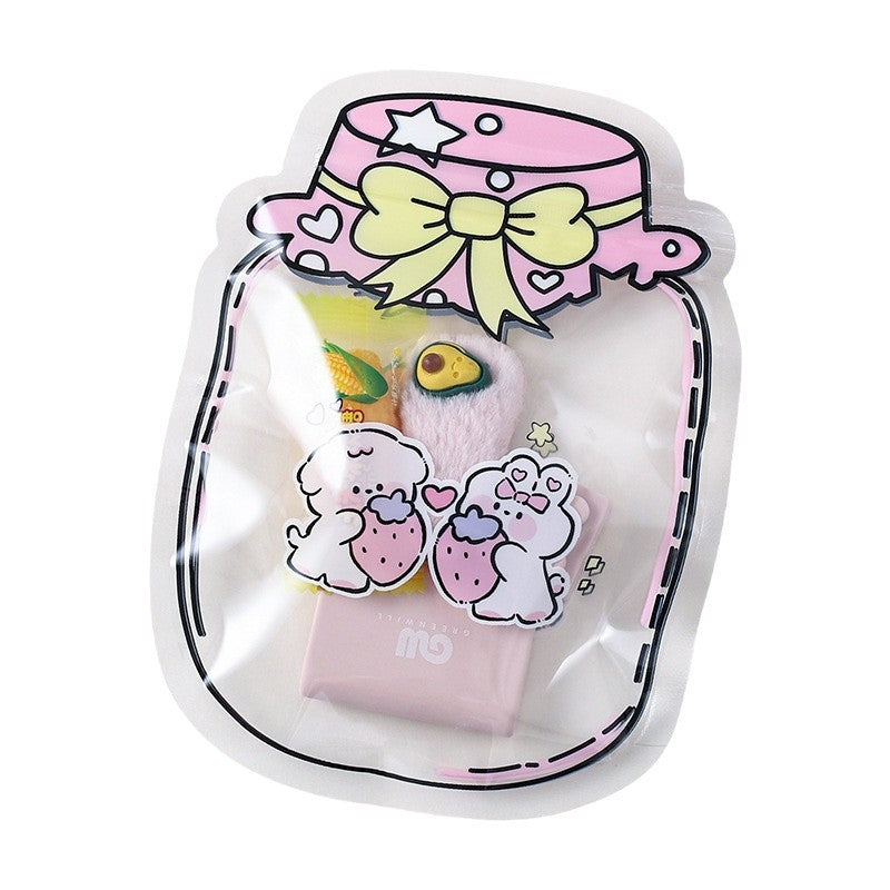 Transparent Candy Cane Pattern Top Seal Zip Lock Plastic Bags 13x17cm 10pcs 2