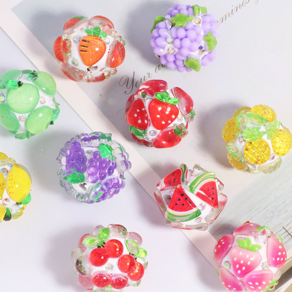 Embellished Bubblegum Beads 18mm Fruit Slice Colorful 10pcs 4