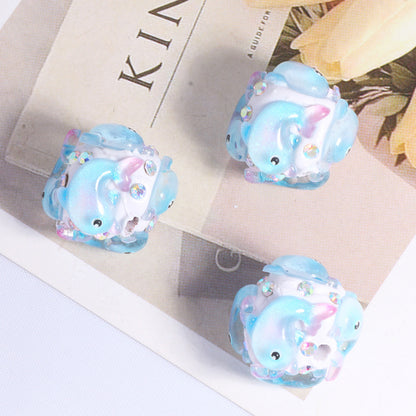 Embellished Bubblegum Beads 20mm Cartoon Animal Resin Rhinestone 4pcs 14