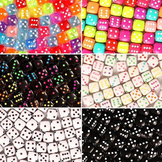Square Acrylic Beads 8mm Colored Dice Assorted 100pcs