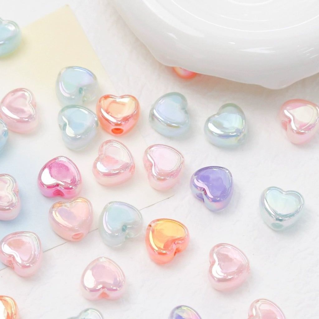 Milky Candy Heart Acrylic Flat Beads 14mm Double Layer 10pcs 4