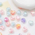 Milky Candy Heart Acrylic Flat Beads 14mm Double Layer 10pcs 4