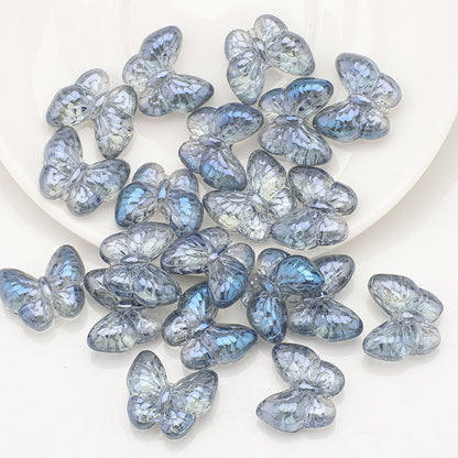 Plating Butterfly Glass Beads 17x10mm Iridescent Detailed Wings 10pcs 12