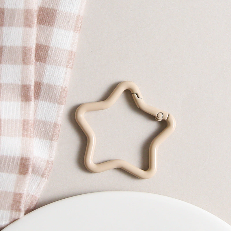 Zinc Alloy Star Trigger Spring Key Rings 41mm Baking Painted 6pcs 18