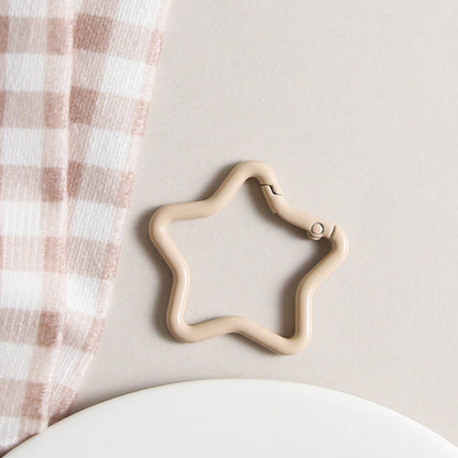 Zinc Alloy Star Trigger Spring Key Rings 41mm Baking Painted 6pcs 18