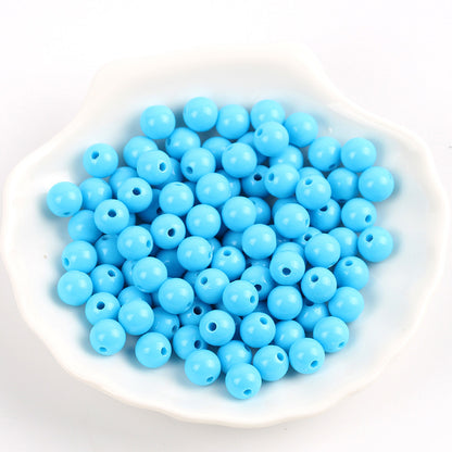 Solid Color Round Acrylic Beads 6mm Glossy Finish 600pcs 29