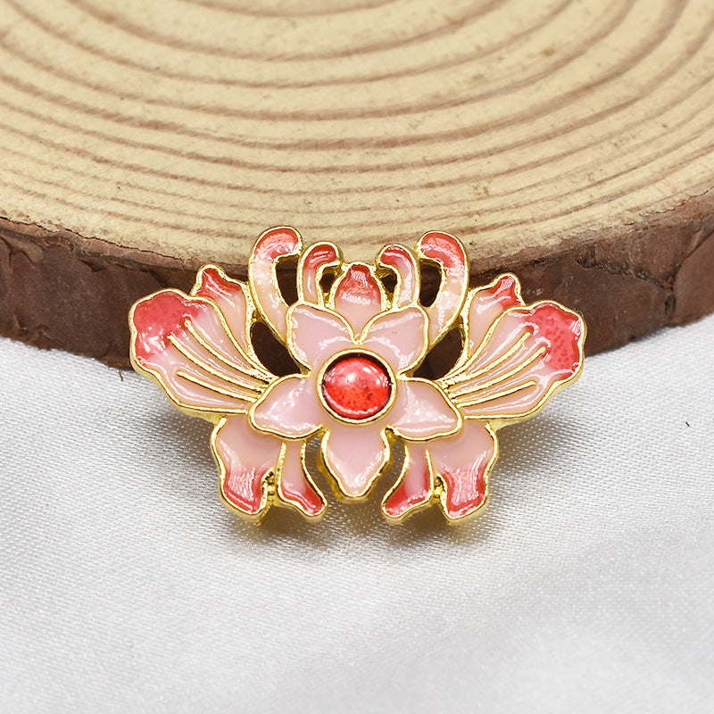 Fringed Iris Flower Metal Beads 28mm Cloisonne Enamel Zinc Alloy 10pcs 3