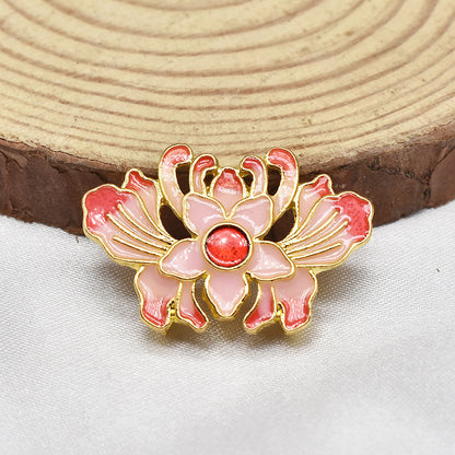 Fringed Iris Flower Metal Beads 28mm Cloisonne Enamel Zinc Alloy 10pcs 3