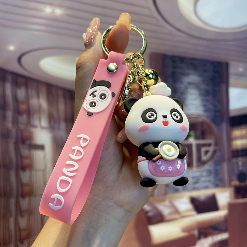 Cartoon Panda Keychain Cute PVC Material Playful Charm 6