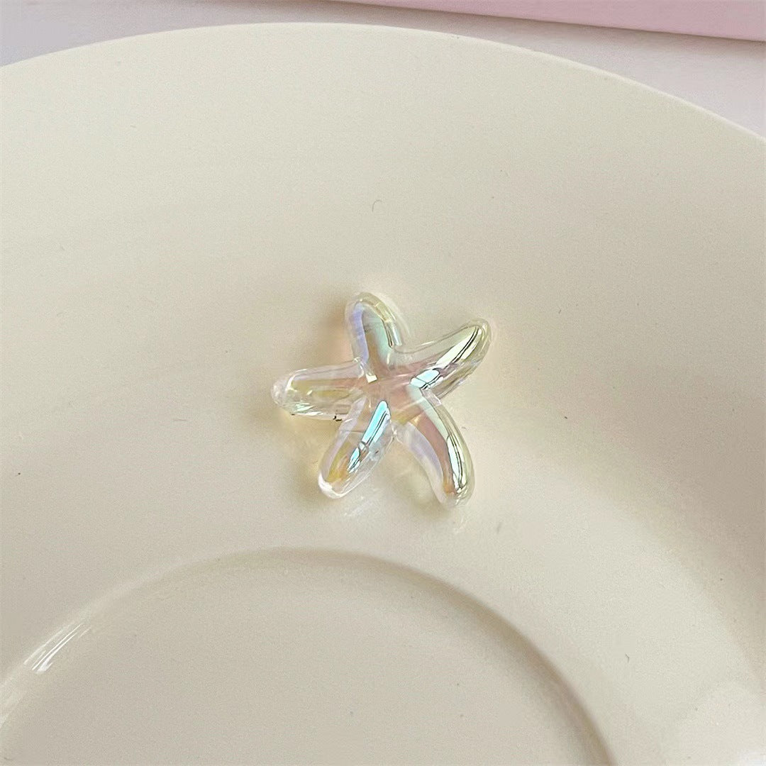 UV Plating Starfish Acrylic Beads 20mm Transparent Iridescent 250pcs 8