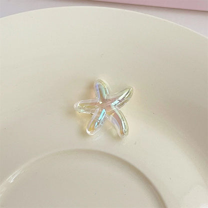 UV Plating Starfish Acrylic Beads 20mm Transparent Iridescent 250pcs 8