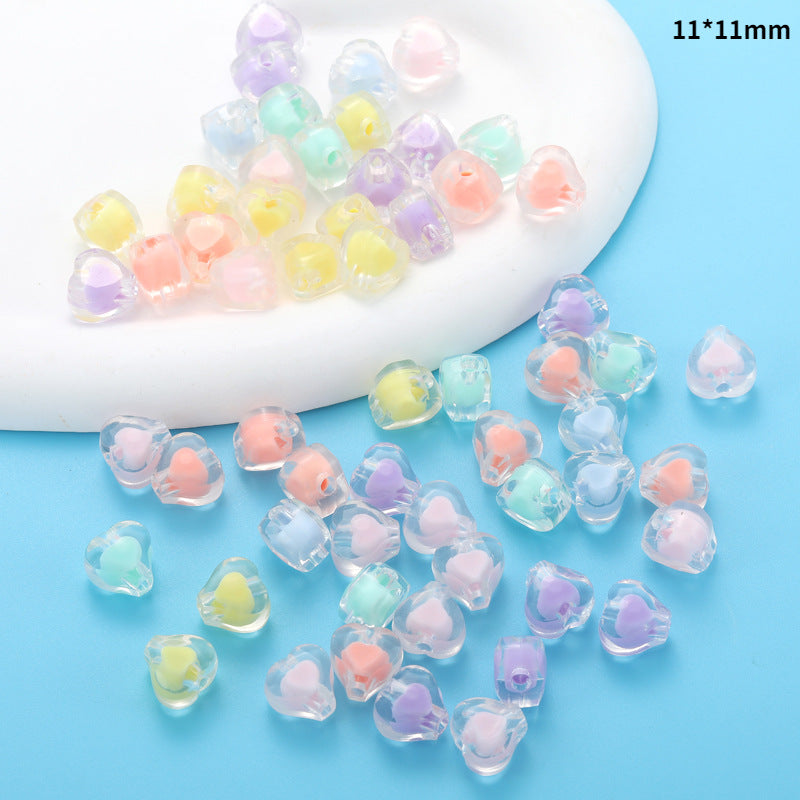 Transparent Flower Acrylic Beads Candy Color Mixed Shapes 100pcs 13