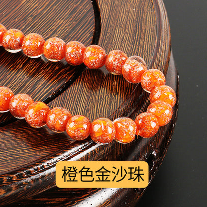 Lampwork Glass Beads Round 8-12mm Dyed Core Gold Foil 100pcs 8
