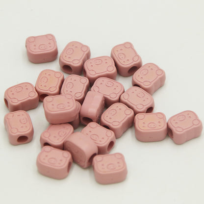 Matte Pig Head Acrylic Beads 12mm Large Hole Blush Pink 100pcs