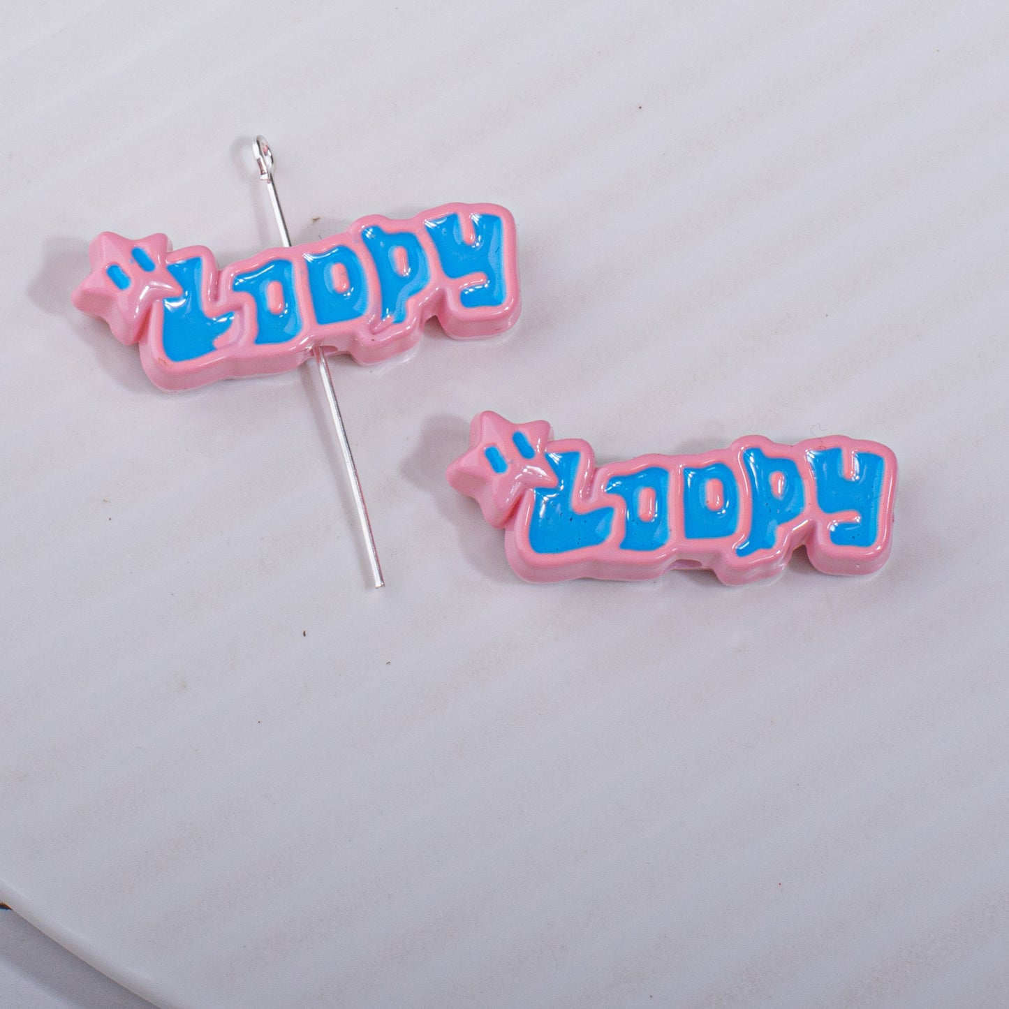 Painted Loopy Acrylic Beads 12x33.6mm Double Color Small Beaver Plate 10pcs 5