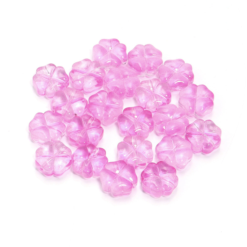 Color Transparent Clover Glass Beads 10mm Assorted Colors 50pcs 18