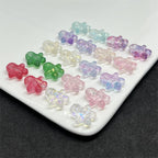 Frosted Gingerbread Man Glass Beads 14x15mm Colorful 100pcs