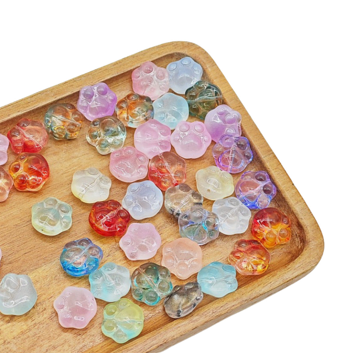 Czech Glass Beads Cat Paw 14mm Pastel Matte 25pcs 5