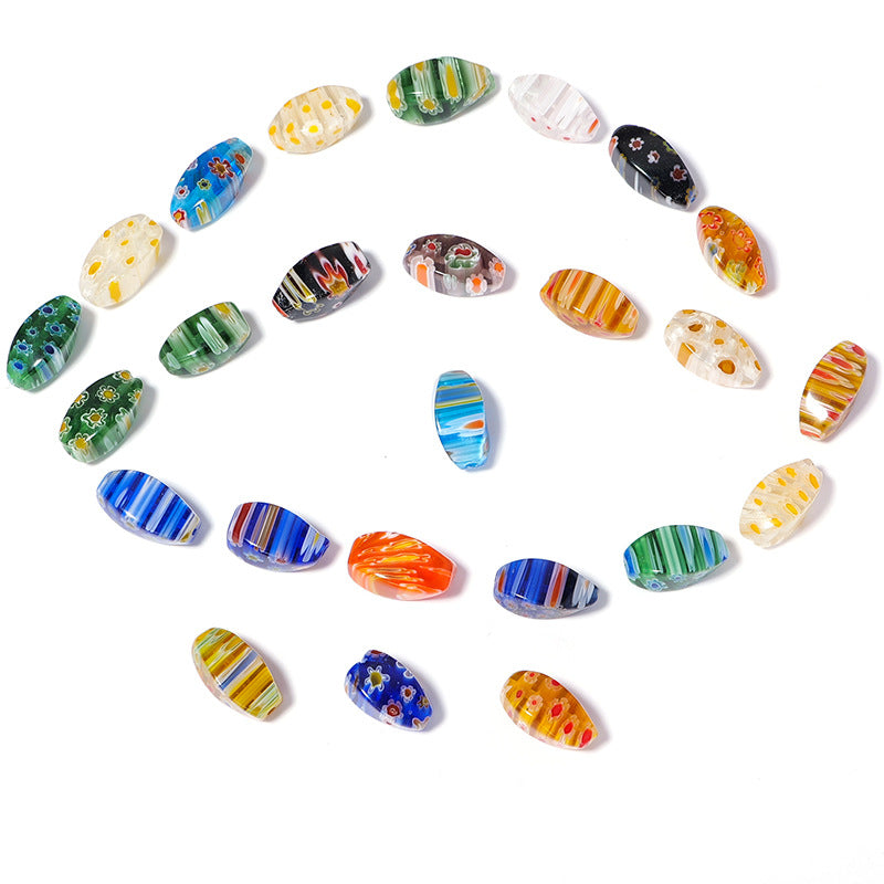 Millefiori Irregular Shaped Glass Beads 17mm Vivid Floral Pattern 10pcs 5