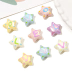 Hand Painted Star Acrylic Beads 19x12mm Pastel Letter 2pcs 5