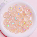 Glow Heart Acrylic Beads 21mm Glitter Iridescent Pastel 10pcs 2