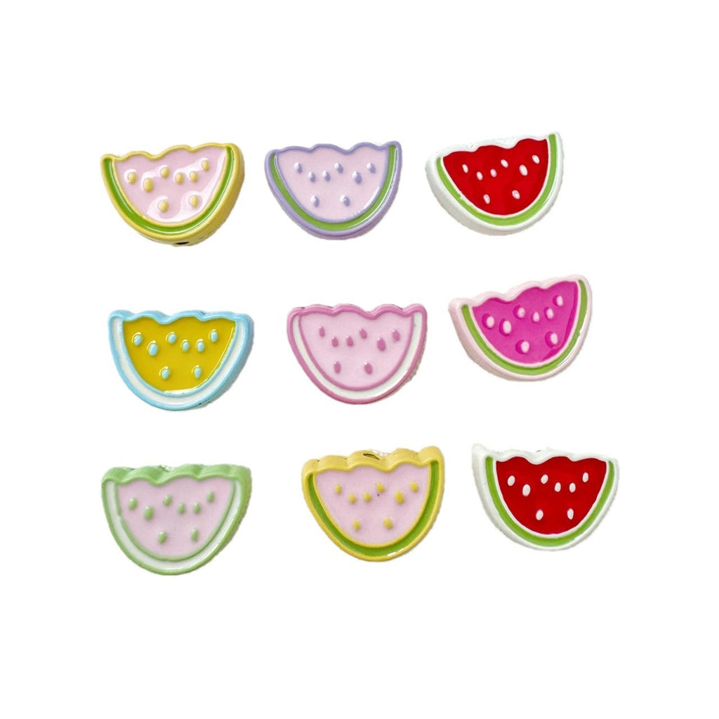 Baking Painted Watermelon and Cake Metal Beads 16mm Colorful 10pcs 4