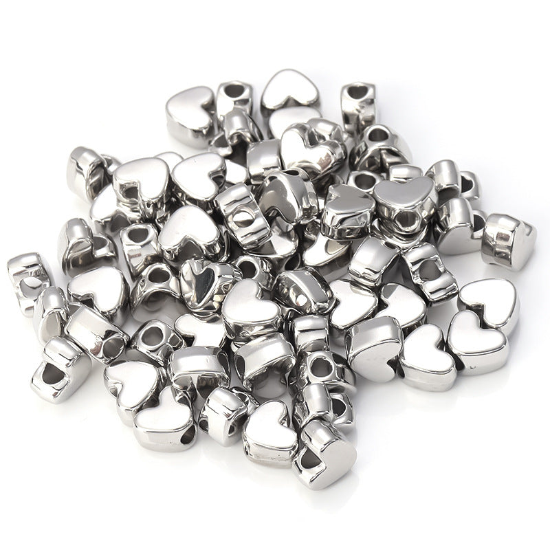 Plating Heart Acrylic Beads 12mm Large Hole Mixed Colors 100pcs 10