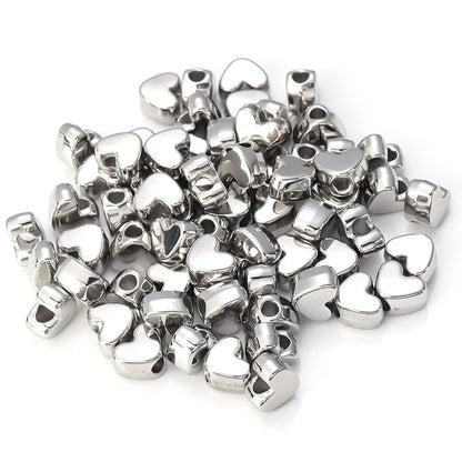 Plating Heart Acrylic Beads 12mm Large Hole Mixed Colors 100pcs 10
