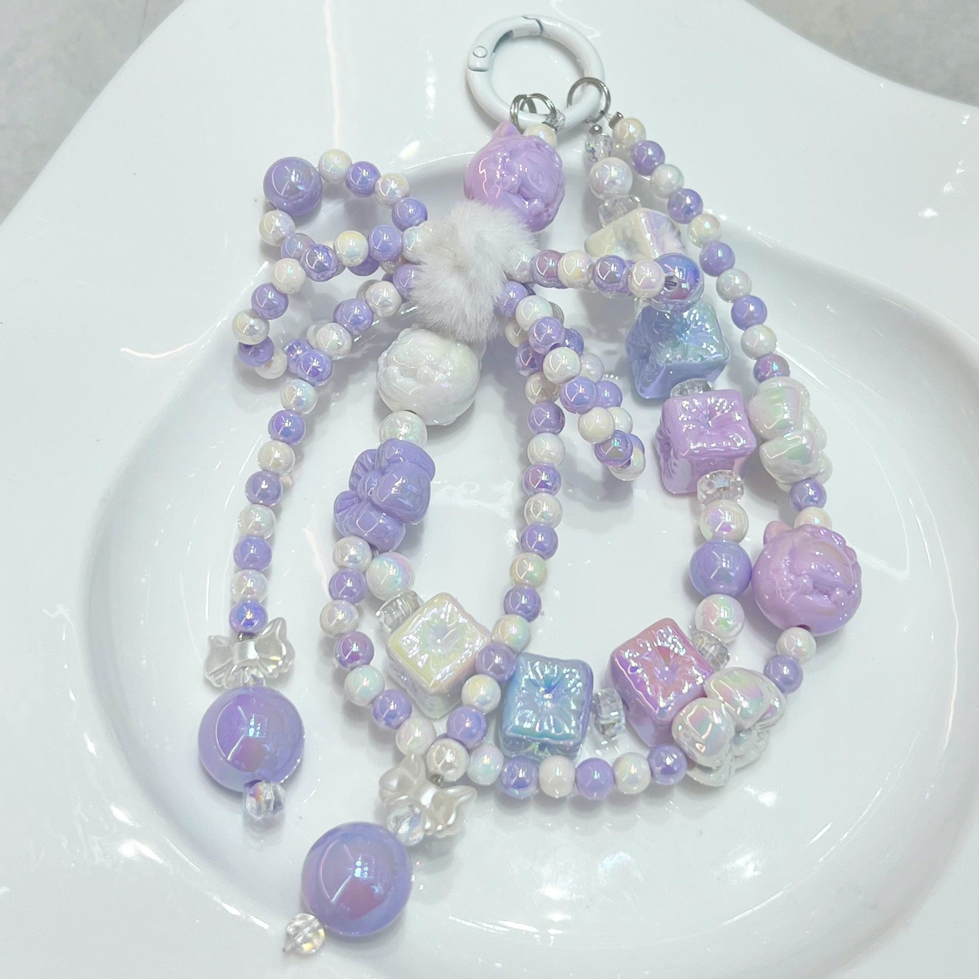 UV Plating Cute Little Cat Acrylic Beads 18mm Pastel Colors 50pcs 3