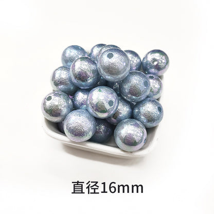 Plating Round Acrylic Beads 16mm Iridescent Wrinkle Texture 50pcs 8