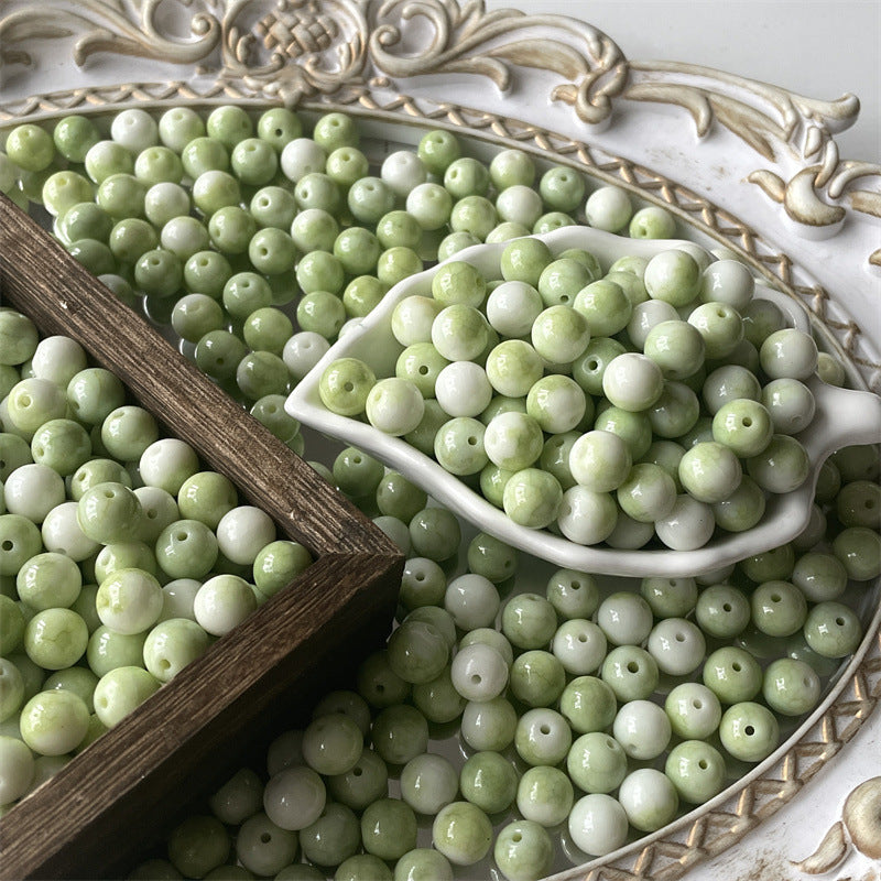 Crackle Round Glass Beads 10mm Imitation Porcelain Pastel Colors 120pcs 25