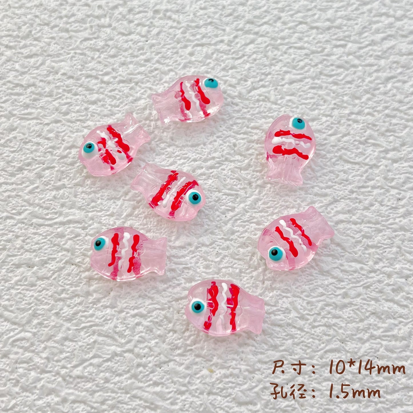 Hand Painted Fish Enamel Glass Beads 10x14mm Translucent Colorful 1pc 7