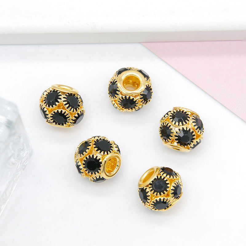 Metal Rhinestone Hollow Spacer Beads 8mm 50pcs 19