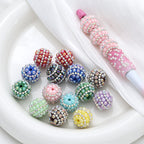 Embellished Bubblegum Beads 20mm Pearl Wrapped with Rhinestone Chain 4pcs 2