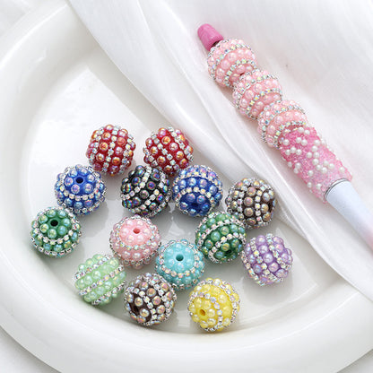 Embellished Bubblegum Beads 20mm Pearl Wrapped with Rhinestone Chain 4pcs 2