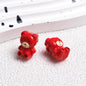 Cartoon Printed Teddy Bear Acrylic Beads 16mm Colorful Mixed 50pcs 12
