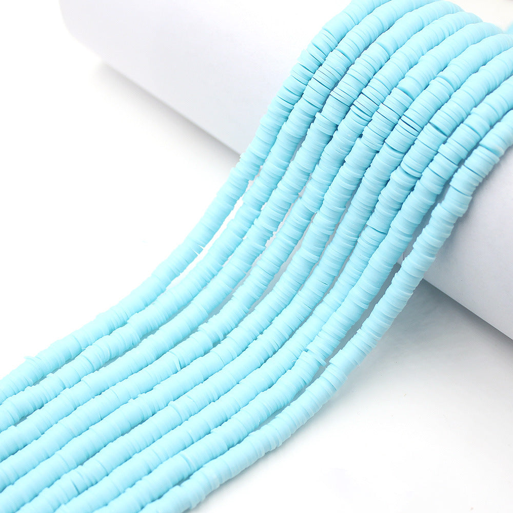 Flat Clay Beads 6mm Solid Color Smooth Polymer Disc 10strands 23
