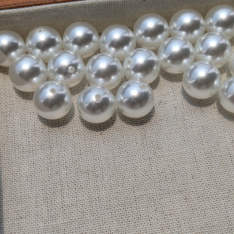 Pearl Round Glass Beads 8-16mm White Imitation 5pcs 5