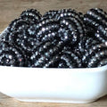Rhinestone Bubblegum Beads 16-22mm Black Silver Striped Resin 5pcs 2
