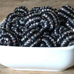 Rhinestone Bubblegum Beads 16-22mm Black Silver Striped Resin 5pcs 2