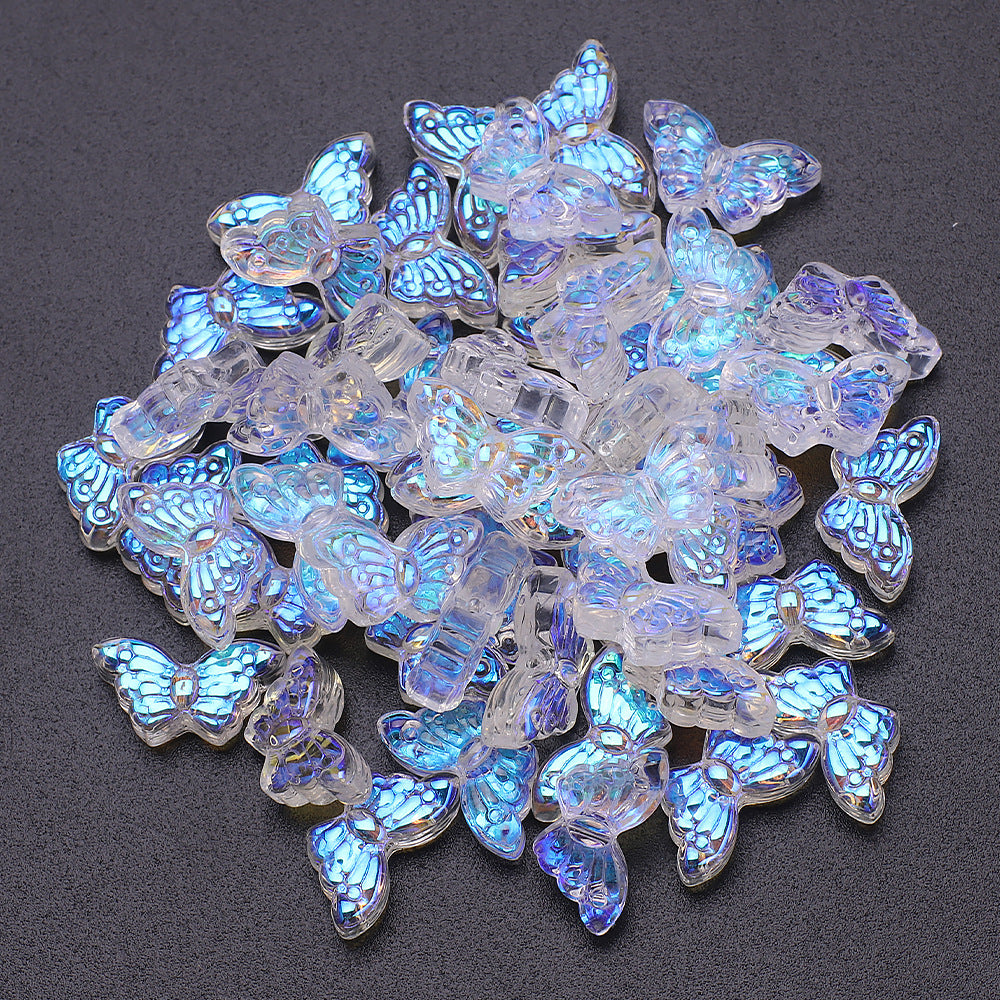 Czech Glass Beads Butterfly 8 15mm Dual Color Gradient Transparent 50pcs 13
